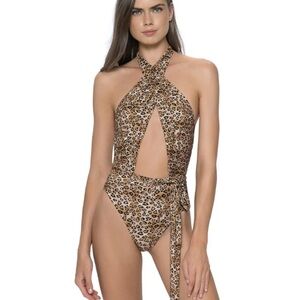 NWT Pilyq Leo Alex one piece swimsuit tie halter size M